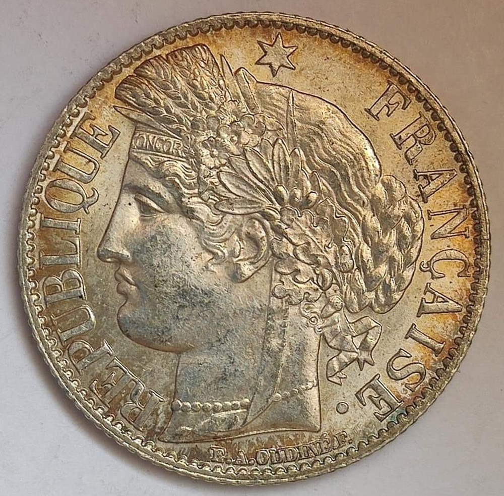 1 franc 1872 grand A MS63 monnaies monde france 1 franc 1872 grand a ms63