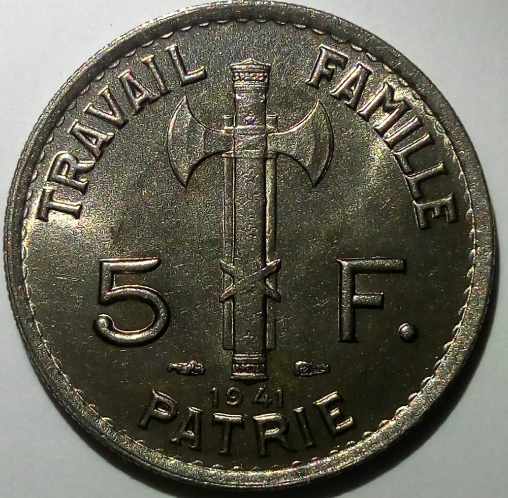 monnaies monde france 5 francs 1941 petain