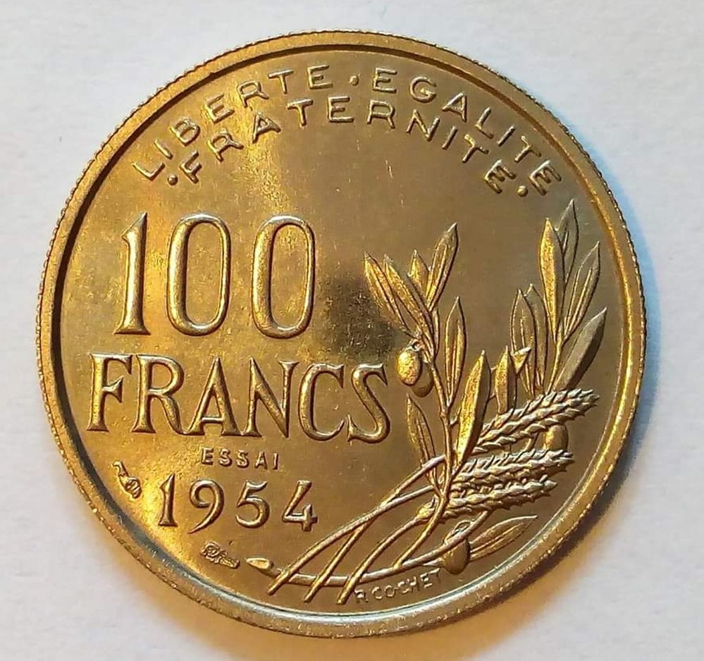 100 francs 1954 essai monnaies monde france 100 francs 1954 essai