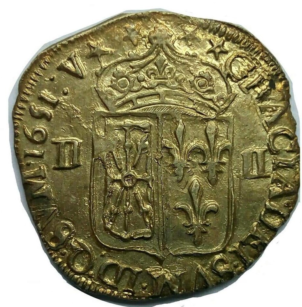 monnaies europe medievale royales 1 4 ecu 1651 v de navarre et de france au marteau ms63