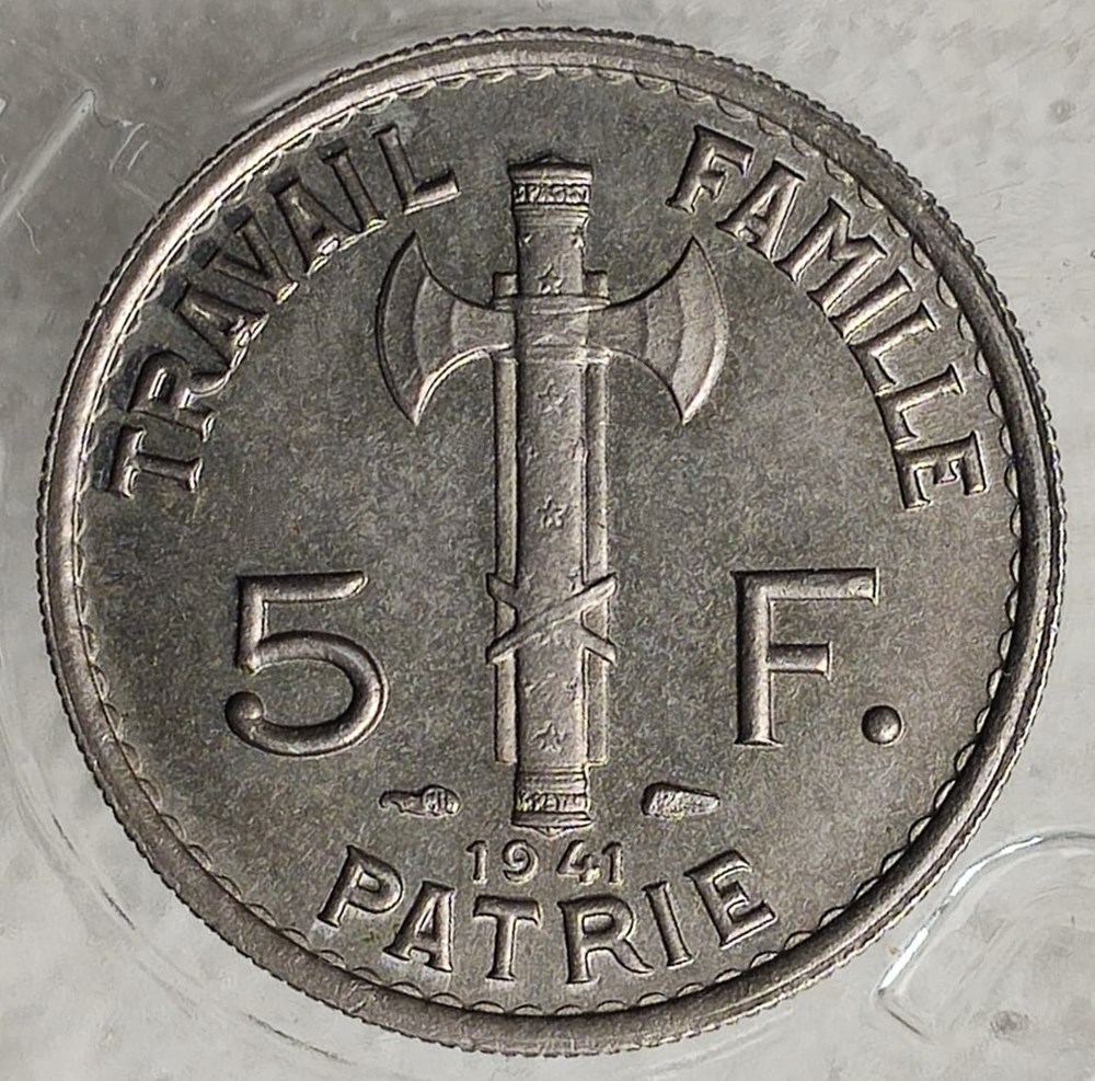 5 francs 1941 Pétain monnaies monde france 5 francs 1941 petain