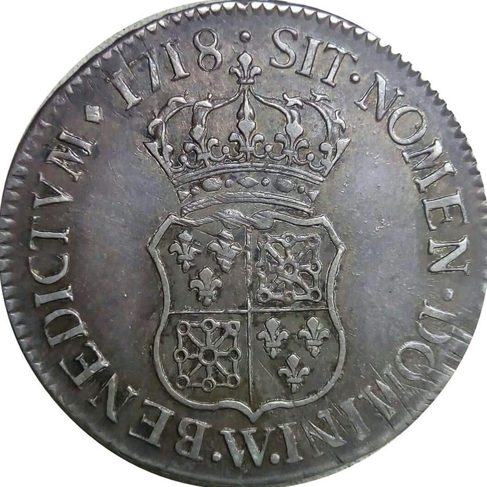 1/2 écu 1718 W de France-Navarre monnaies europe medievale royales 1 2 ecu 1718 w de france navarre