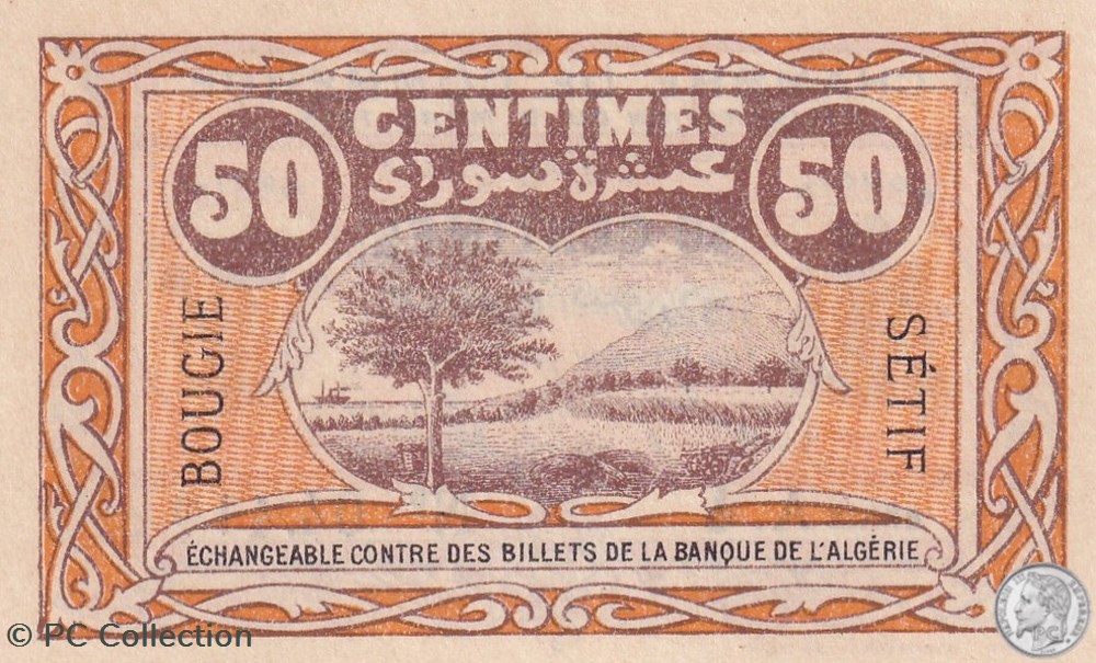 139-3- 9/3/1918 Bougie Sétif 50 cts Cdc Séries A.4 billets afrique algerie 139 3 9 3 1918 bougie setif 50 cts cdc series a 4