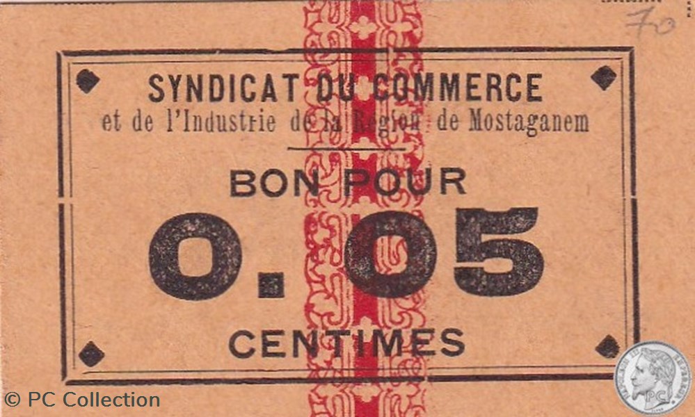 billets afrique algerie mostaganem 4 1916 5 centimes 2