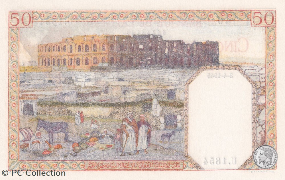 1945 Pick12 50 Franc algérien 149 Unc billets afrique 1945 pick12 50 franc algerien 149 unc