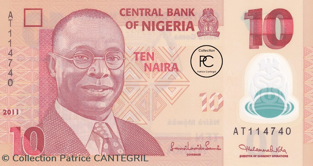 2011 Pick39c.1 10 ₦ - Naira nigérien Unc billets afrique nigeria 2011 pick39c 1 10 naira nigerien unc