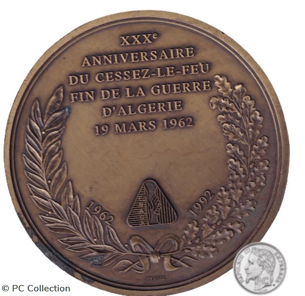 FNACA 30ème anniversaire Cessez le FEU 19 mars 1962 medailles algerie fnaca 30eme anniversaire cessez le feu 19 mars 1962