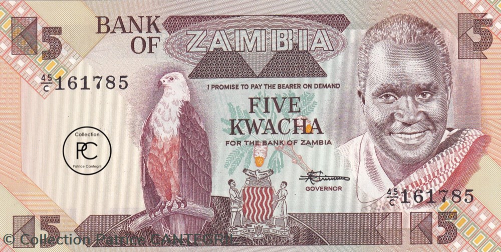 1986 Pick25d 5 ZK - Kwacha zambien Unc billets afrique 1986 pick25d 5 zk kwacha zambien unc