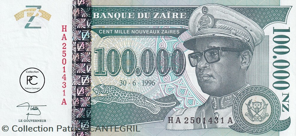 1996 Pick77Aa 100 000 NZ - Nouveau zaïre zaïrois Unc billets afrique 1996 pick77aa 100 000 nz nouveau zaire zairois unc