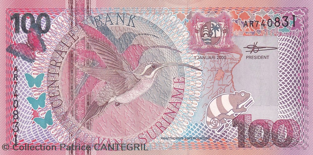 100 Gulden Centrale Bank van Suriname 01.01.2000 Unc Pick 149 billets amerique du sud 100 gulden centrale bank van suriname 01 01 2000 unc pick 149