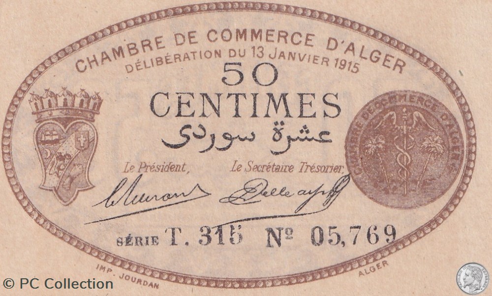 137-9-13/1/1915 Alger 50 cts Cdc.(4) billets afrique algerie 137 9 13 1 1915 alger 50 cts cdc 4
