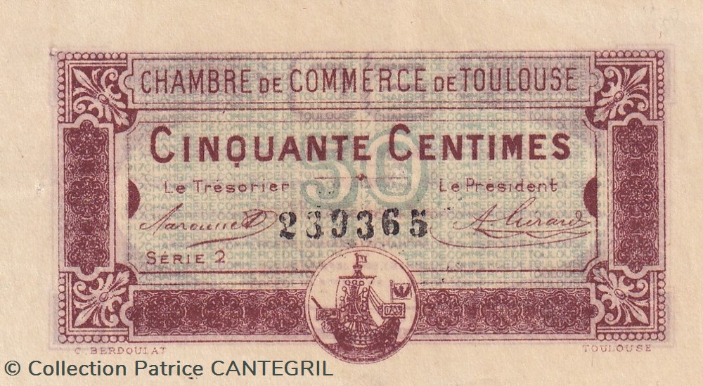 50 Centimes chambre de commerce de Toulouse billets europe yougoslavie 50 centimes chambre de commerce de toulouse