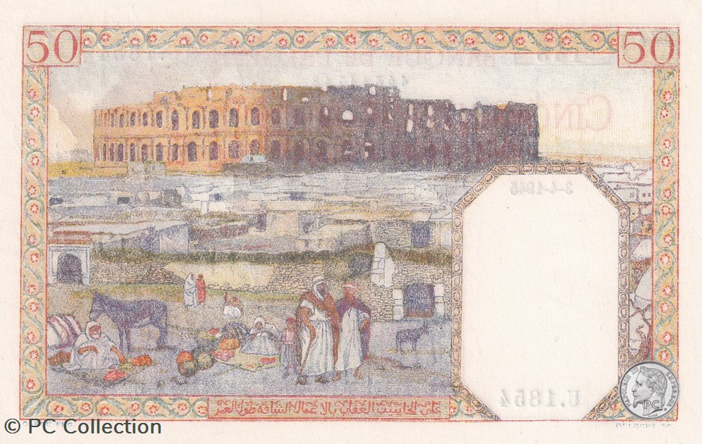 1945 Pick12 50 Franc algérien 148 Unc billets afrique 1945 pick12 50 franc algerien 148 unc