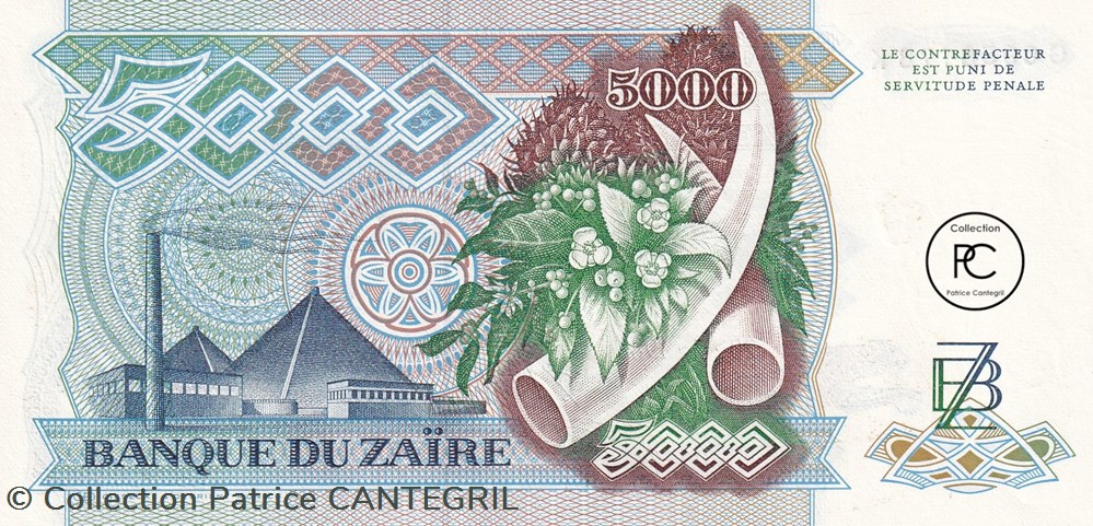 1988 Pick37b 5 000 Ƶ - Zaïre zairéen Unc billets afrique 1988 pick37b 5 000 zaire zaireen unc