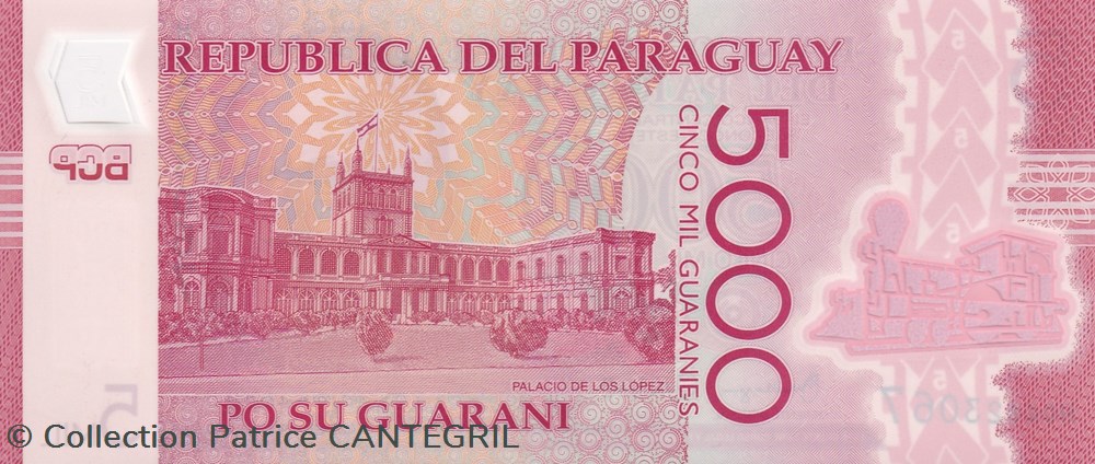 billets amerique du sud 2016 pick 234b 5 000 guaranies banco central del paraguay unc