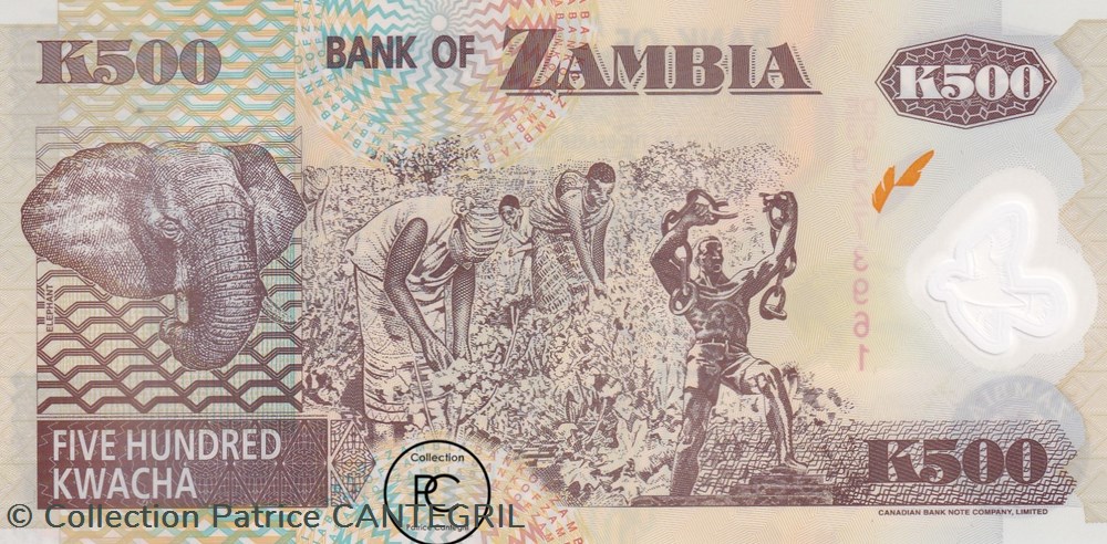 2005 Pick43d 500 ZK - Kwacha zambien Unc billets afrique 2005 pick43d 500 zk kwacha zambien unc