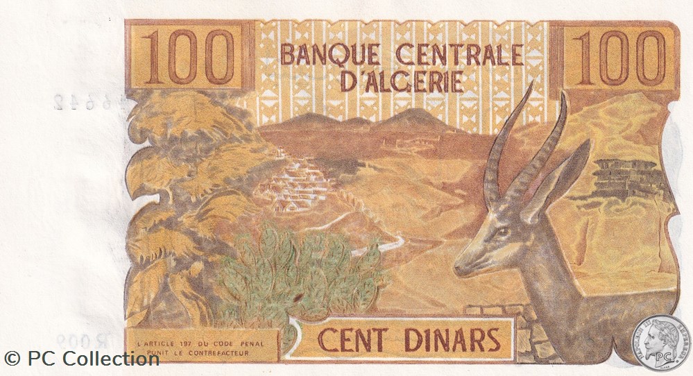 billets afrique 1970 pick128a 100 dinar algerien unc 30