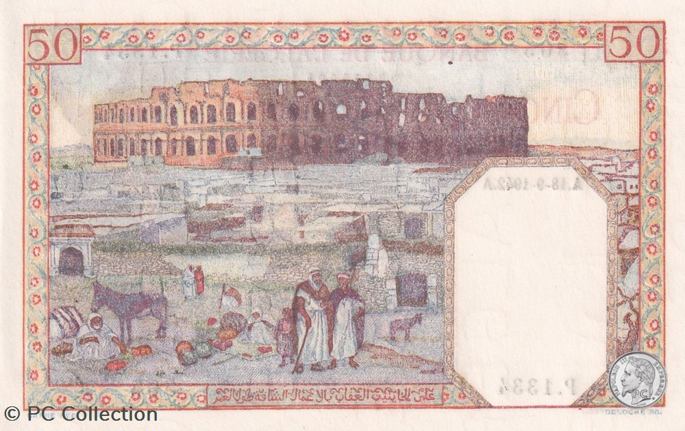 1942 Pick84 50 Franc algérien 305 Unc billets afrique 1942 pick84 50 franc algerien 305 unc