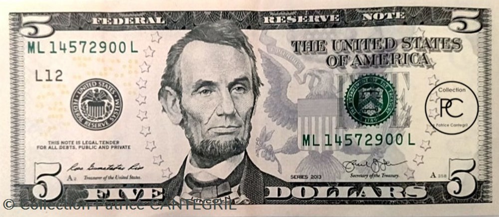 2013 Pick539Lr 5 $ - Dollar des États-Unis Sup billets amerique du nord 2013 pick539lr 5 dollar des etats unis sup