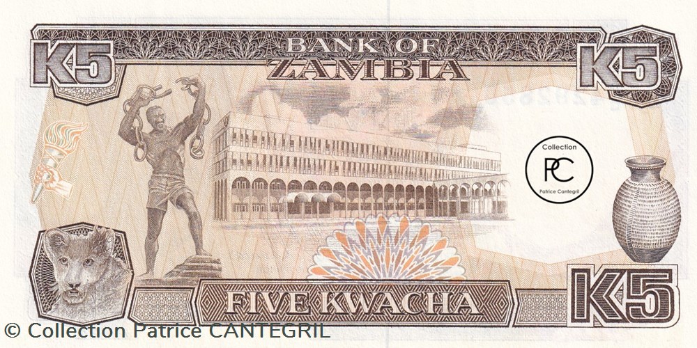 1989 Pick30a 5 ZK - Kwacha zambien Unc billets afrique 1989 pick30a 5 zk kwacha zambien unc