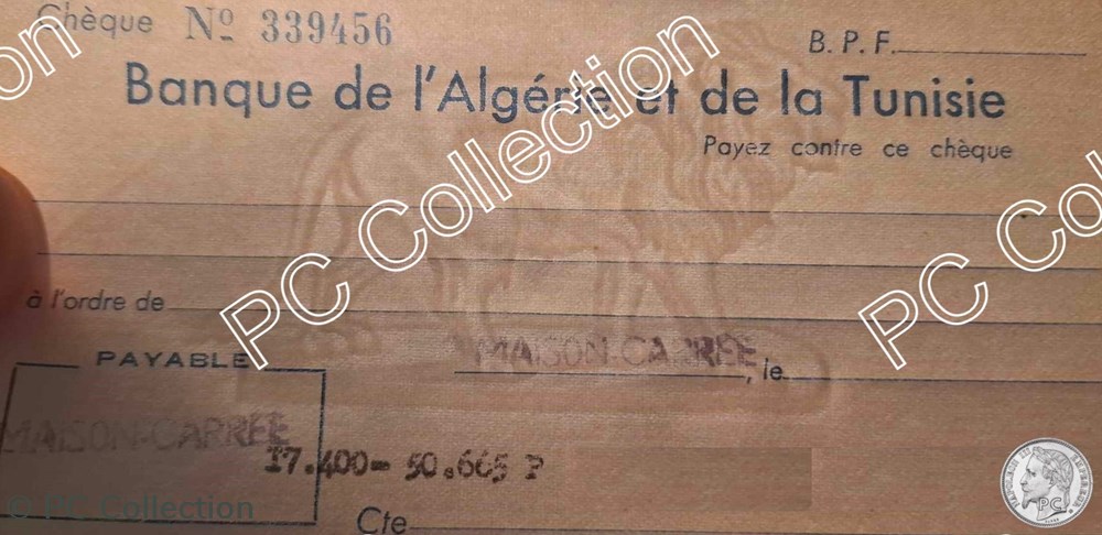 Carnet de chèques BANQUE DE D'ALGERIE et de la TUNISIE rare filigrane Lion 3 billets afrique carnet de cheques banque de algerie et de la tunisie rare filigrane lion