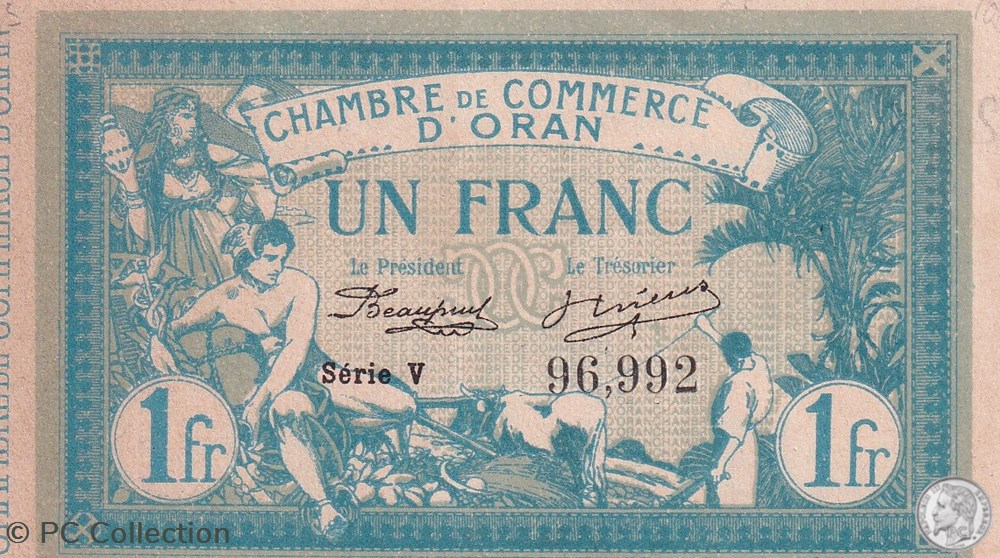 billets afrique algerie 141 8 10 11 1915 oran 1 franc serie v cdc