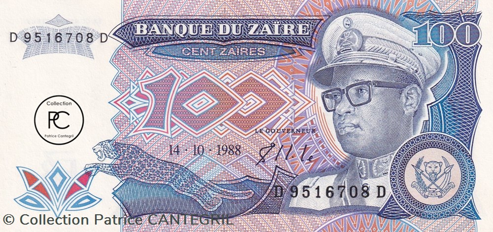 1988 Pick33a 100 Ƶ - Zaïre zairéen Unc billets afrique 1988 pick33a 100 zaire zaireen unc