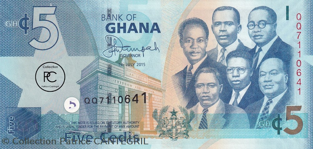 2015 Pick38f 5 GH₵ - Cedi ghanéen Unc billets afrique ghana 2015 pick38f 5 gh cedi ghaneen unc