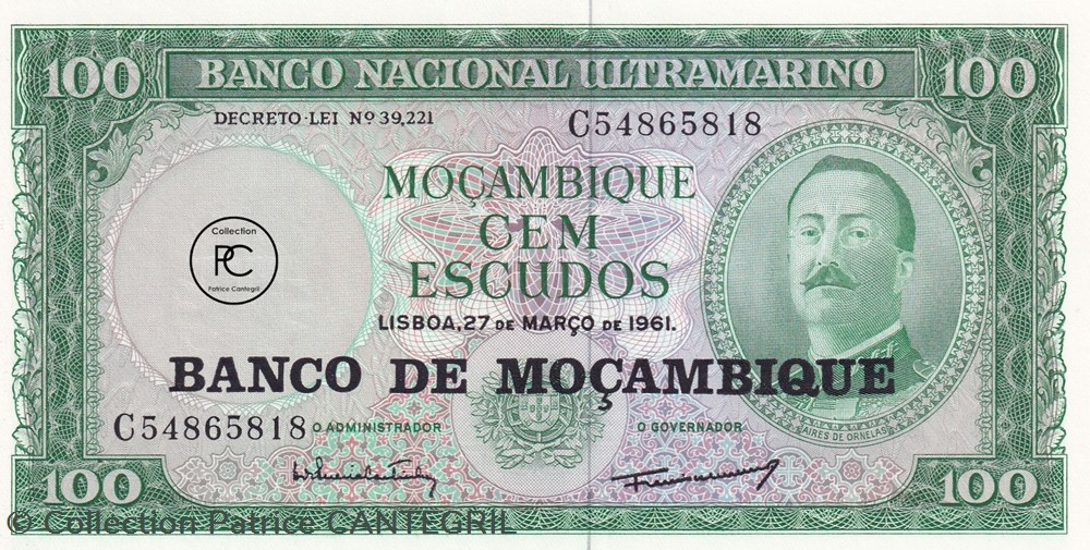 1961 Pick109a.5 100 Escudo mozambicains Unc billets afrique mozambique 1961 pick109a 5 100 escudo mozambicains unc
