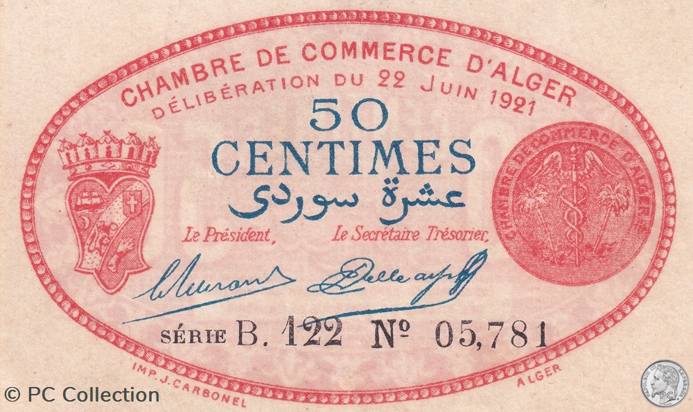 137-19-22/6/1921 Alger 1 Franc Cdc.(4) billets afrique algerie 137 19 22 6 1921 alger 1 franc cdc 4