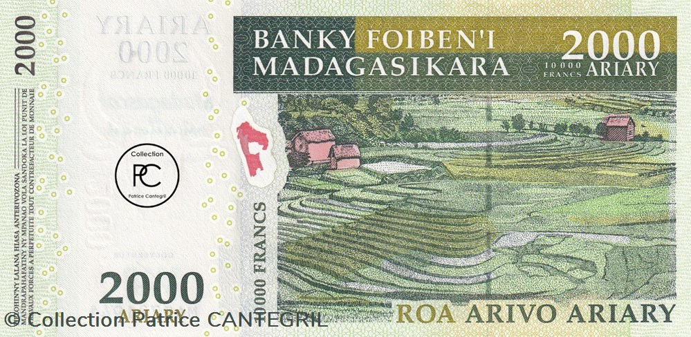 billets afrique madagascar 2007 pick93a 2 000 ar ariary malgache unc