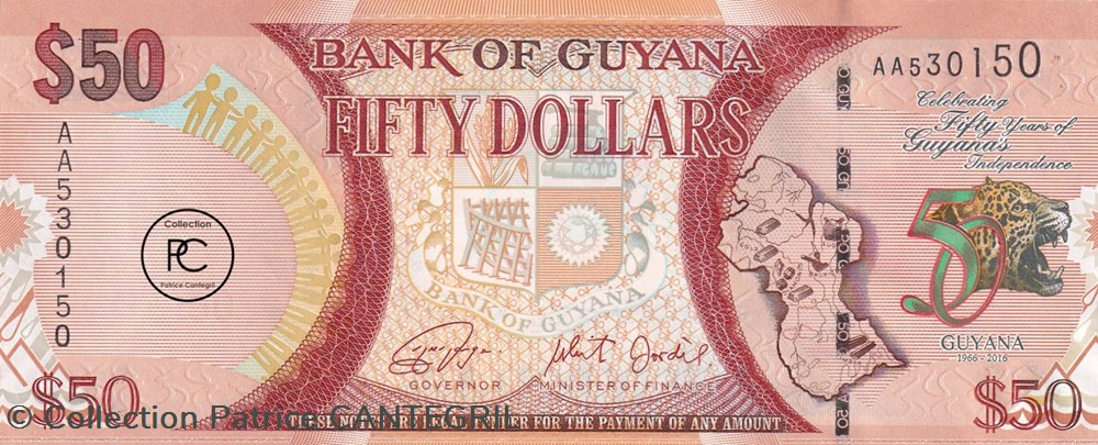 billets amerique du sud 2016 pick41 50 dollar guyanaise unc