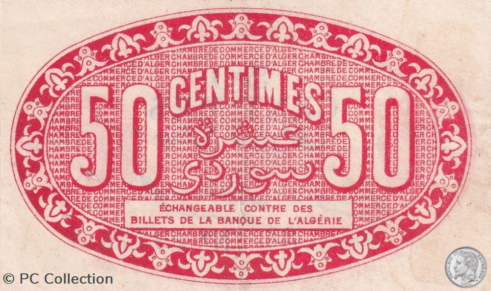 137-23-14/6/1922 Alger 50 cts Cdc. (1) billets afrique algerie 137 23 14 6 1922 alger 50 cts cdc 1