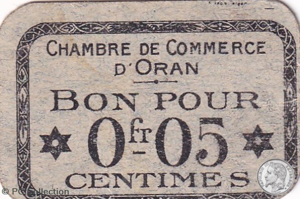 141-46-1916 Oran 5 Cts Cdc billets afrique algerie 141 46 1916 oran 5 cts cdc