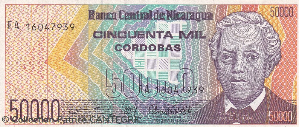 1989 Pick 161 50.000 Córdobas Banco Central de Nicaragua Unc billets amerique centrale et caraibes 1989 pick 161 50 000 cordobas banco central de nicaragua unc