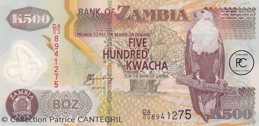 2003 Pick43b 500 ZK - Kwacha zambien Unc billets afrique 2003 pick43b 500 zk kwacha zambien unc