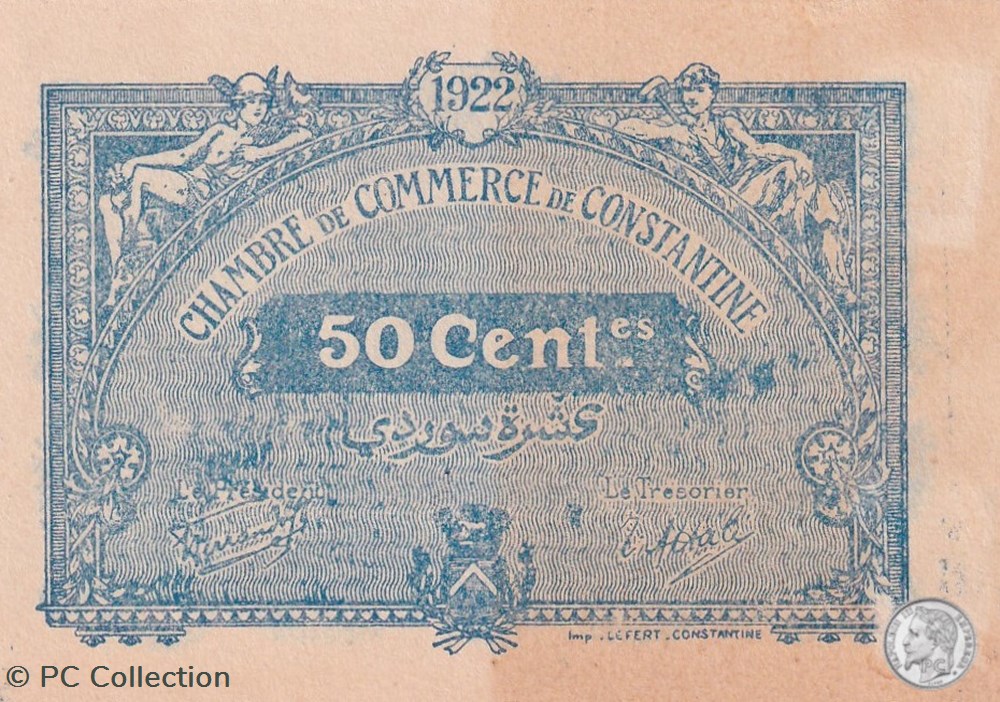 140-33- 12/10/1921 Constantine 50 Centimes Cdc Séries C18 billets afrique algerie 140 33 12 10 1921 constantine 50 centimes cdc series c18
