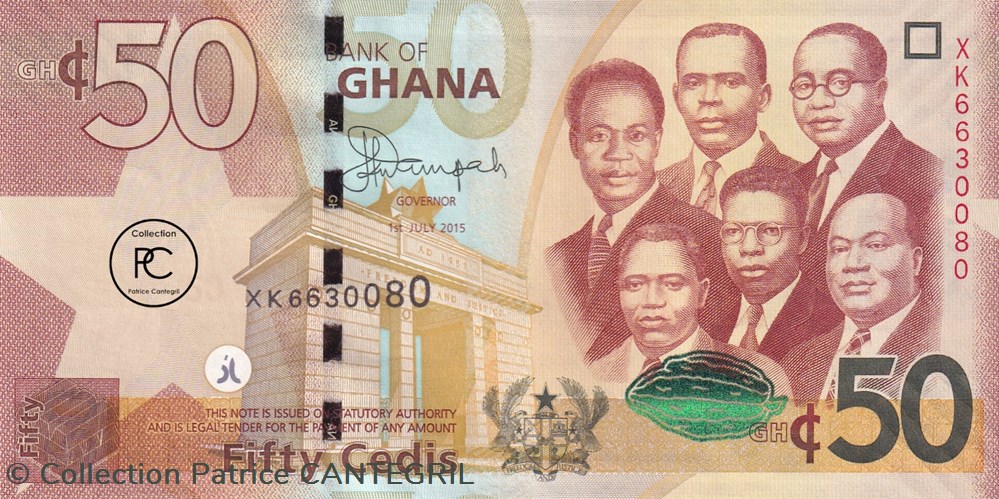 2015 Pick42c 50 GH₵ - Cedi ghanéen Unc billets afrique ghana 2015 pick42c 50 gh cedi ghaneen unc