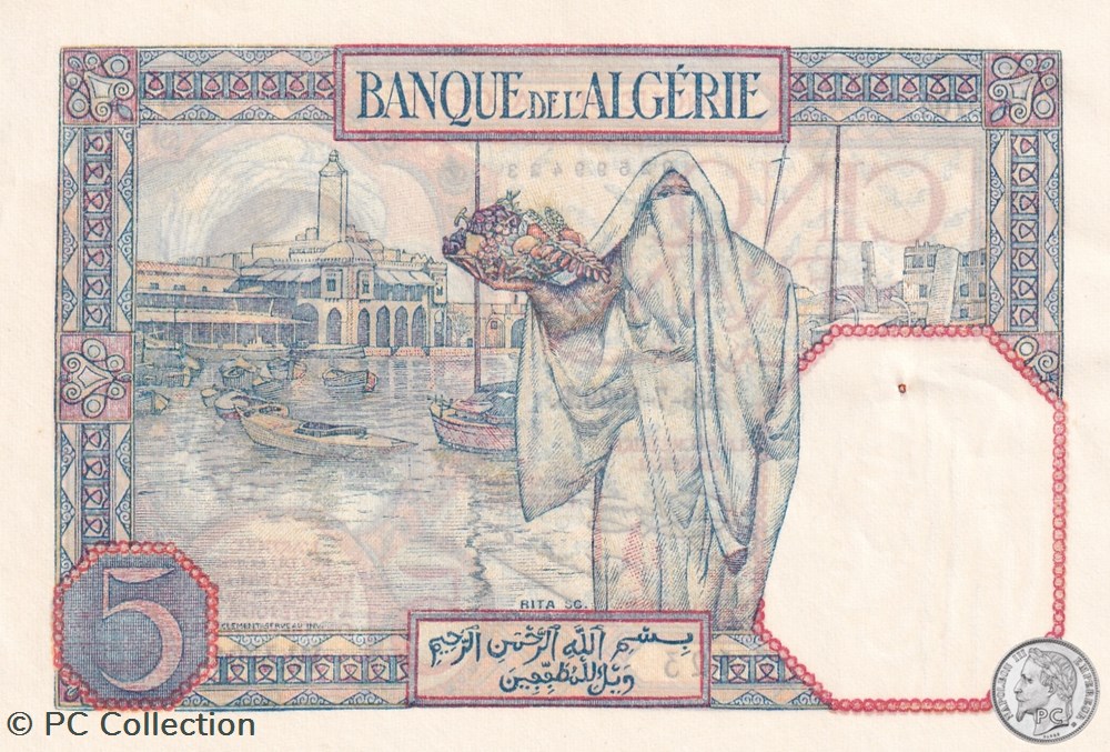 1929 Pick77a 5 Franc algérien sup billets afrique 1929 pick77a 5 franc algerien sup