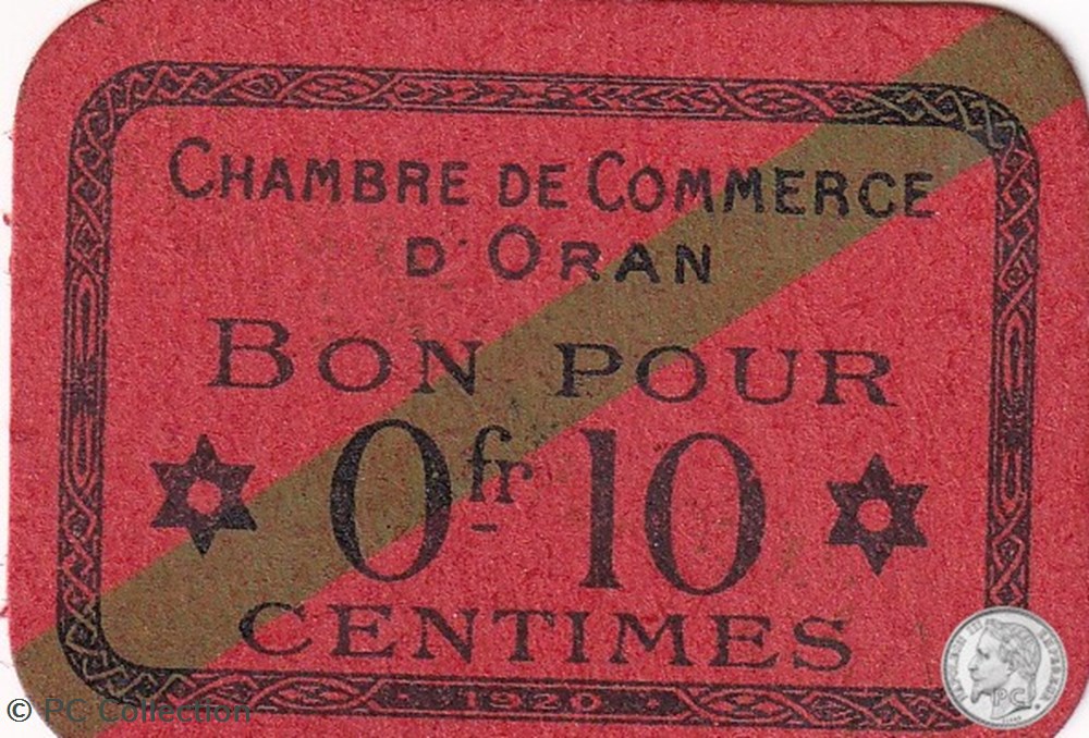 141-57-1920 Oran 10 Cts Cdc billets afrique algerie 141 57 1920 oran 10 cts cdc
