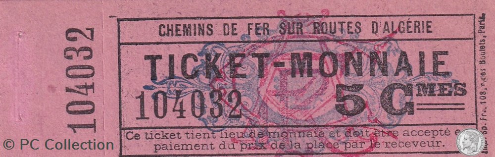 billets afrique alger 14 ticket monnaie chemin de fer sur routes algerie 5 cmes
