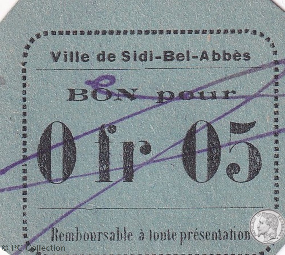 Sidi-Bel-Abbès 4a 0,05 franc 1916 billets afrique algerie sidi bel abbes 4a 0 05 franc 1916