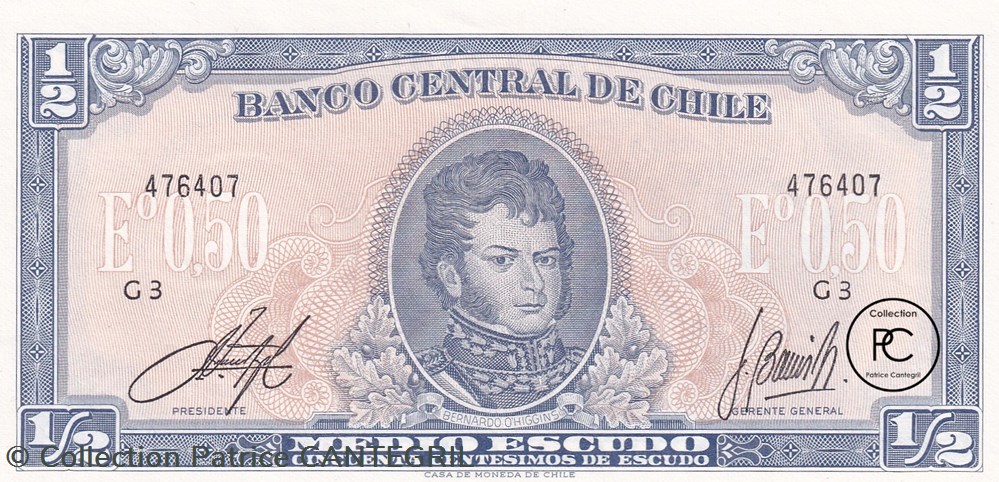 1962 Pick34Аa.3b ½ Eº - Escudo chilien Unc billets amerique du sud 1962 pick34 a 3b e escudo chilien unc
