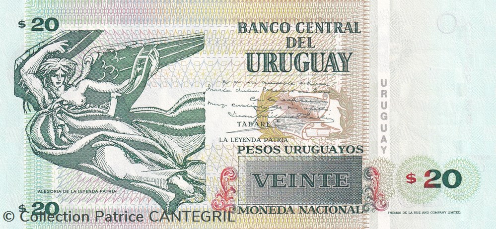 20 Pesos Uruguayos Banco Central del Uruguay 2000 Unc Pick 83 billets amerique du sud 20 pesos uruguayos banco central del uruguay 2000 unc pick 83