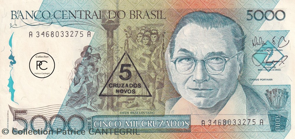 1989 Pick217a 5 NCz$ - Nouveau cruzado brésilien Unc billets amerique du sud 1989 pick217a 5 ncz nouveau cruzado bresilien unc