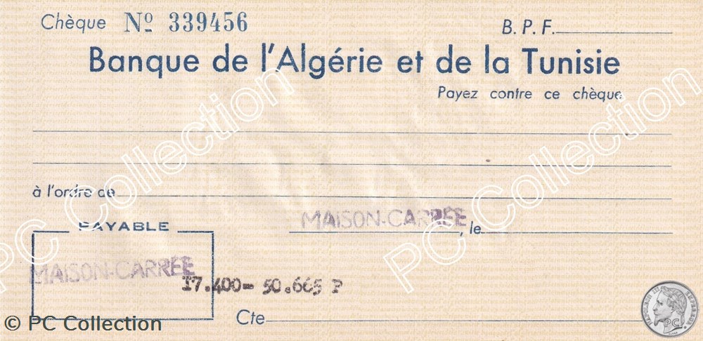 Carnet de chèques BANQUE DE D'ALGERIE et de la TUNISIE rare filigrane Lion billets afrique carnet de cheques banque de algerie et de la tunisie rare filigrane lion