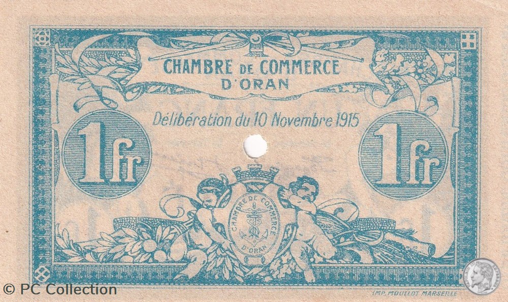 billets afrique algerie 141 10 10 11 1915 oran 1 franc serie annuler cdc