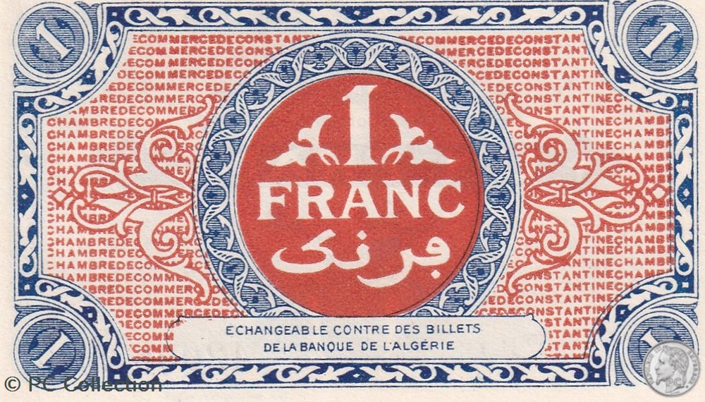 140-39- 10/03/1922 Constantine 1 Franc Cdc Séries P1 billets afrique algerie 140 39 10 03 1922 constantine 1 franc cdc series p1
