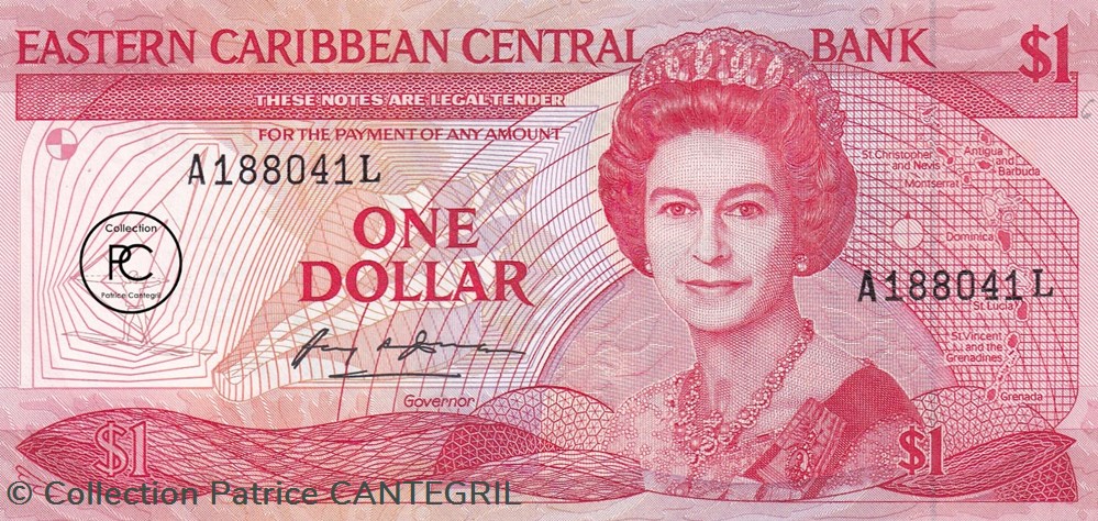 1985 Pick17l 1 EC$ - Dollar des Caraïbes orientales Unc billets amerique centrale et 1985 pick17l 1 ec dollar des caraibes orientales unc