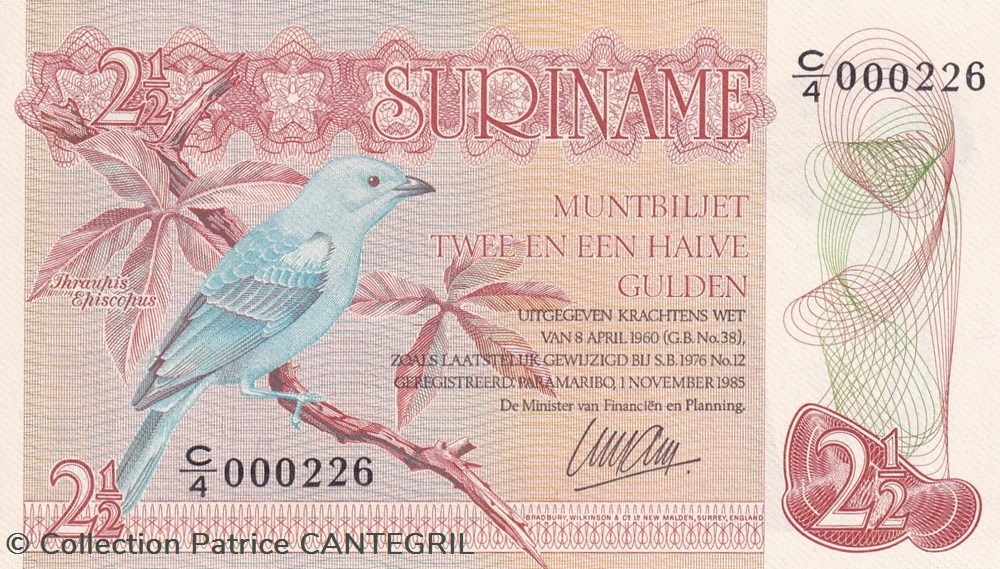 2½ Gulden Government 01.11.1985 Unc Pick 119a billets amerique du sud suriname 2 gulden government 01 11 1985 unc pick 119a